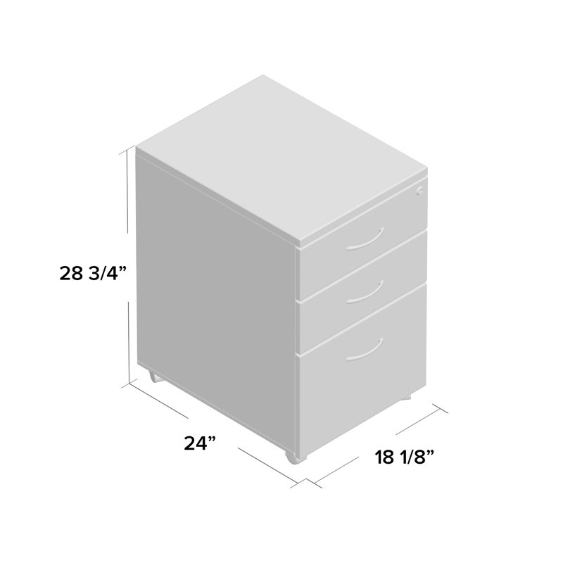 Essentials Series 24'' Wide 3 -Drawer Mobile File Cabinet