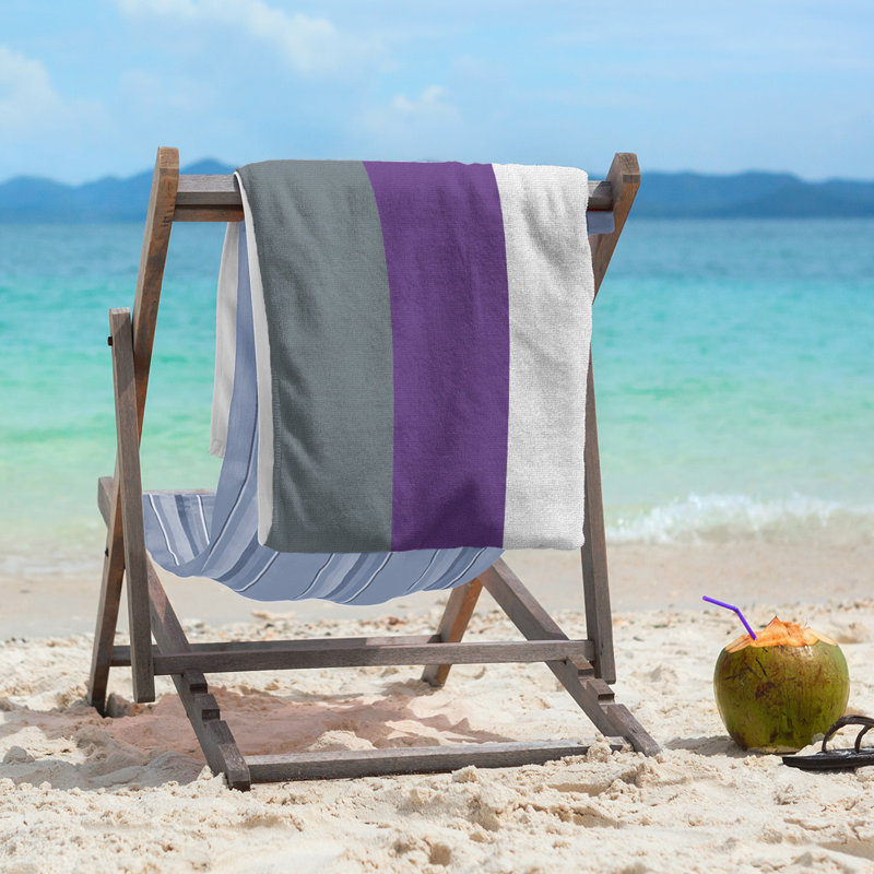 Cotton Blend Lightweight Beach Towel, Slate Gray/Purple/White