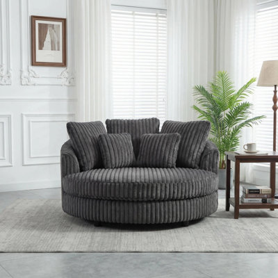 Slipcovered Oversized Round Indoor Chaise Lounge