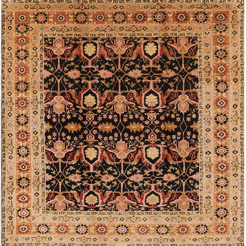 Tapis oriental beige / noir Arnaud, Carré 3 pi