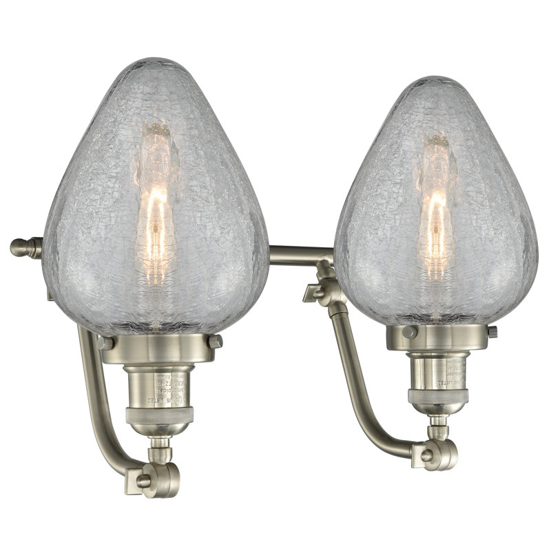 Éclairage pour meuble-lavabo à intensité variable Shauna, Nickel satiné brossé, 2 lumières