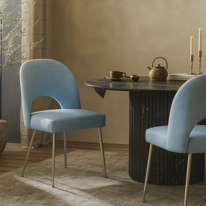 Tiyrene 19.5'' H Vegan Leather Upholstered Side Chair, Light Blue