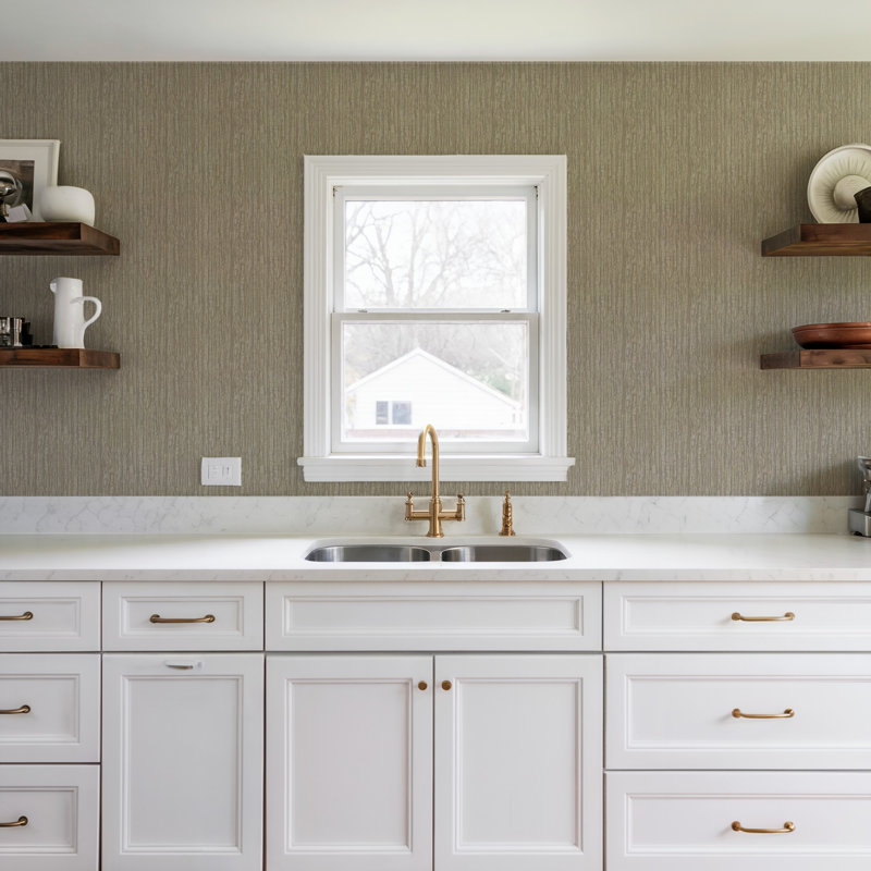 Embroidered Crushed Silk Wallpaper, Gold