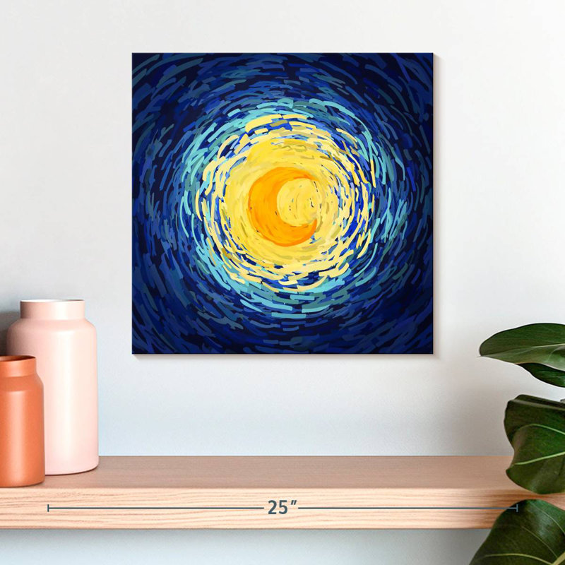 Lune jaune impressionniste Oberle, H 16 po x l 16 po
