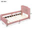 Lit de jour simple rose avec tête de lit à rayures classique et envoûtante-672720036