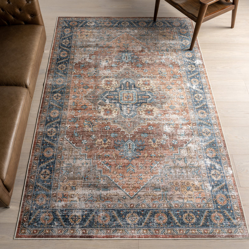 Quintessa Medallion Spill Proof Machine Washable Area Rug, Rectangle 4' x 6'