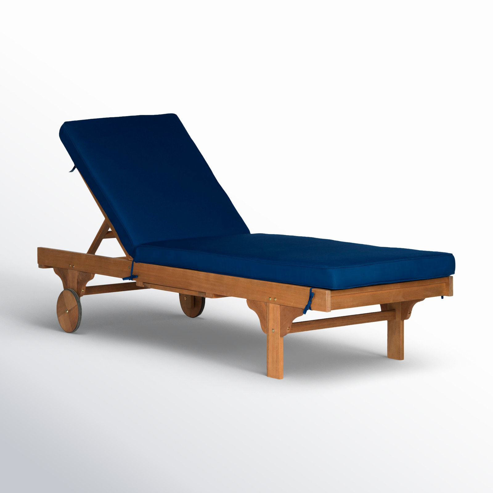 27.6'' Outdoor Eucalyptus Chaise Lounge, Navy, Natural