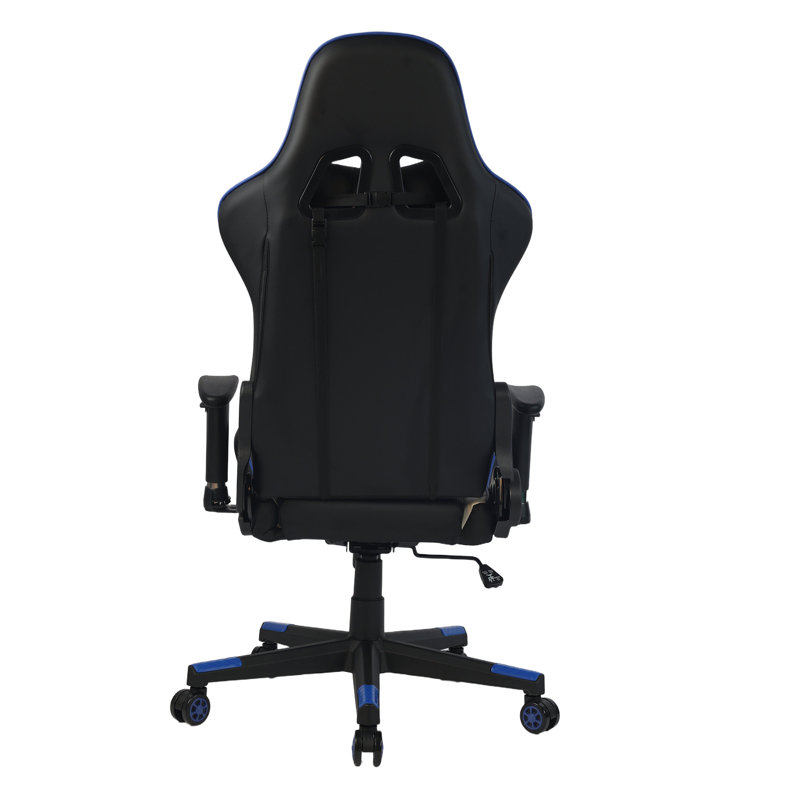 RayGar Faux Leather PC & Racing Game Chair, Blue/Black/White