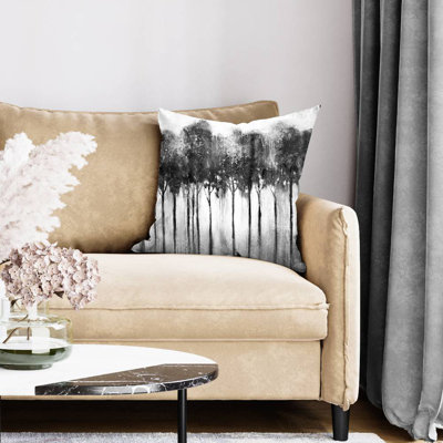 Abstract forest black and white - 20"x20" Throw pillow cover - Poly twill - Print on demand