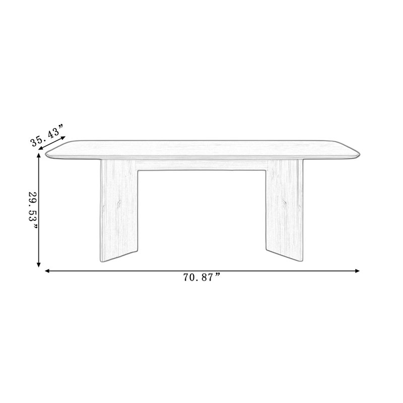 Nut-brown Rectangular Sintered Stone tabletop Dining Table, 29.53"H x 70.87"L x 35.43"W 