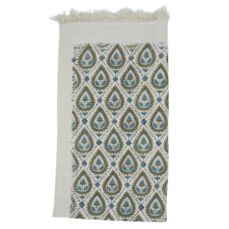 100% Cotton Waffle Hand Towels Floral Hand Block Print 17X32 Soft, Absorbent, and Handcrafted to Perfection( Pan Patti, Gray)