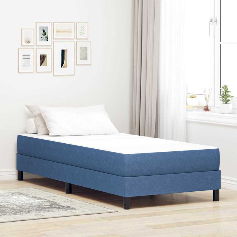 Vidaxl Bed Mattress With Mattress Blue Fabric, European Single (90 x 200 cm)