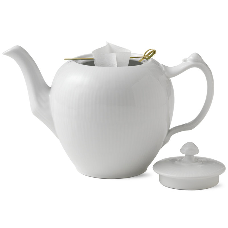 Royal Copenhagen White Fluted 33.8 oz. Porcelain Teapot