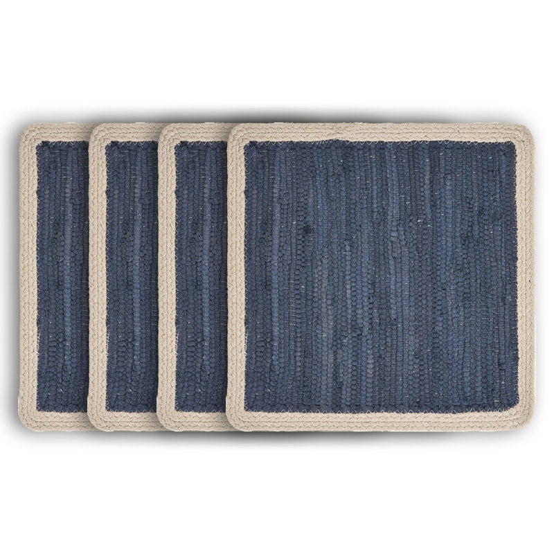 Ensemble de napperons en coton 2 pièces Kaide, Bleu