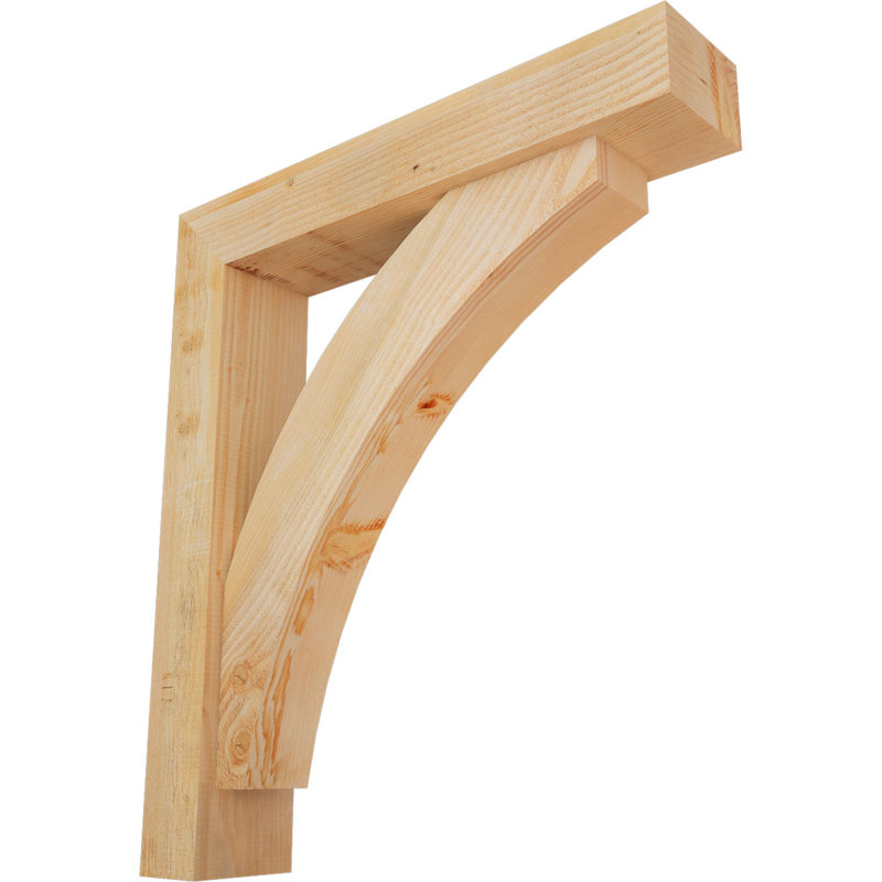Thorton Block Bracket with Offset Brace, 34 x 30, 6"W Douglas Fir (Rough Sawn)