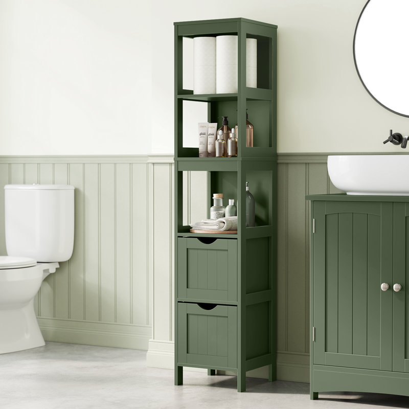 Oxfordshire Free-Standing Linen Cabinet, 55.9" Н x 12" W x 12" D, Green