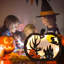 Enseigne de table en bois d'Halloween, décoration de centre de table de citrouille lumineuse pour décoration de fête d'Halloween