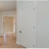 Newton Solid Core White Primed Smooth Texture Single Prehung Interior Door Black Hinges