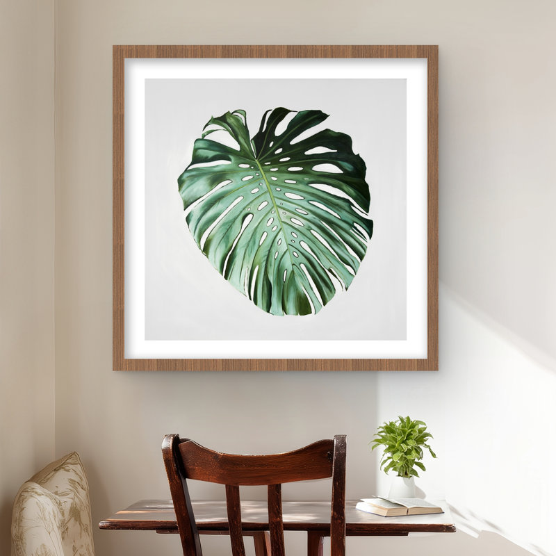 Feuille de Monstera - impression florale et botanique encadrée verte