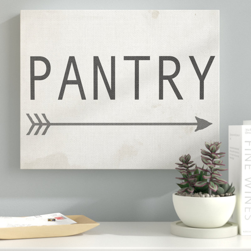 «Pantry Sign with Arrow» par Daphne Polselli, reproduction d'art textuel sur toile, H 20 po x l 16 po, Toile tendue