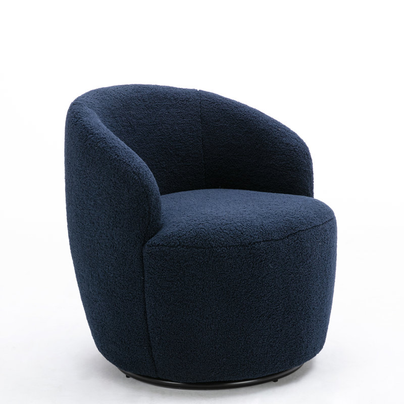 Aubrin Upholstered Swivel Armchair, Blue
