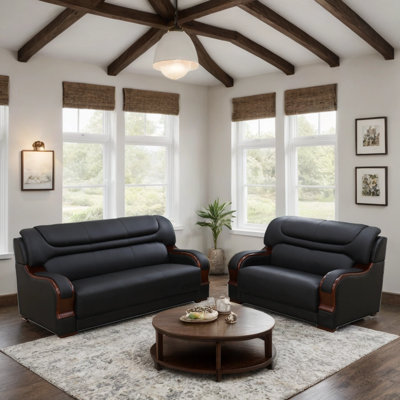 2-Piece Premium Cowhide Genuine Leather Living Room Sofa Set by Red Barrel Studio