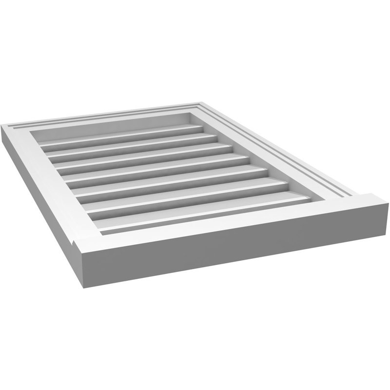 Évent à pignon fonctionnel en uréthane rectangulaire à fixation en surface, brun clair apprêté, H 26 po x l 18 po x P 2 po