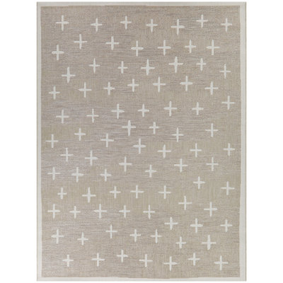 Tapis intérieur / extérieur beige tissé à la machine
