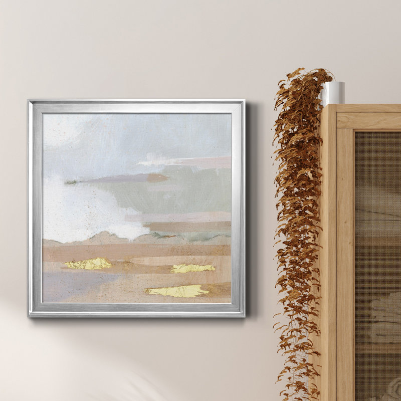 «Abstract Coastland I», reproduction encadrée de qualité supérieure - prête à être accrochée, Toile avec cadre argenté