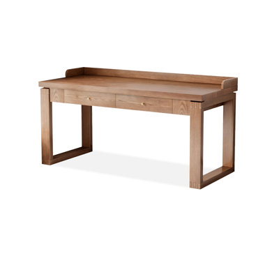 Bureau rectangulaire brun en bois massif avec 3 tiroirs