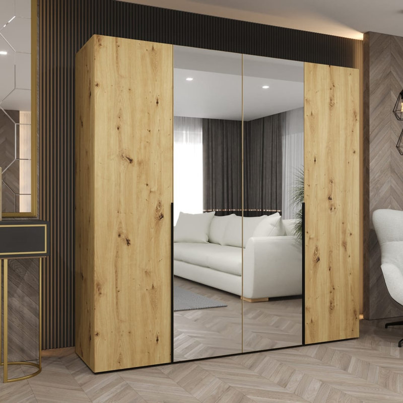 Bogins 4 Door Manufactured Wood Wardrobe, Oak Artisan