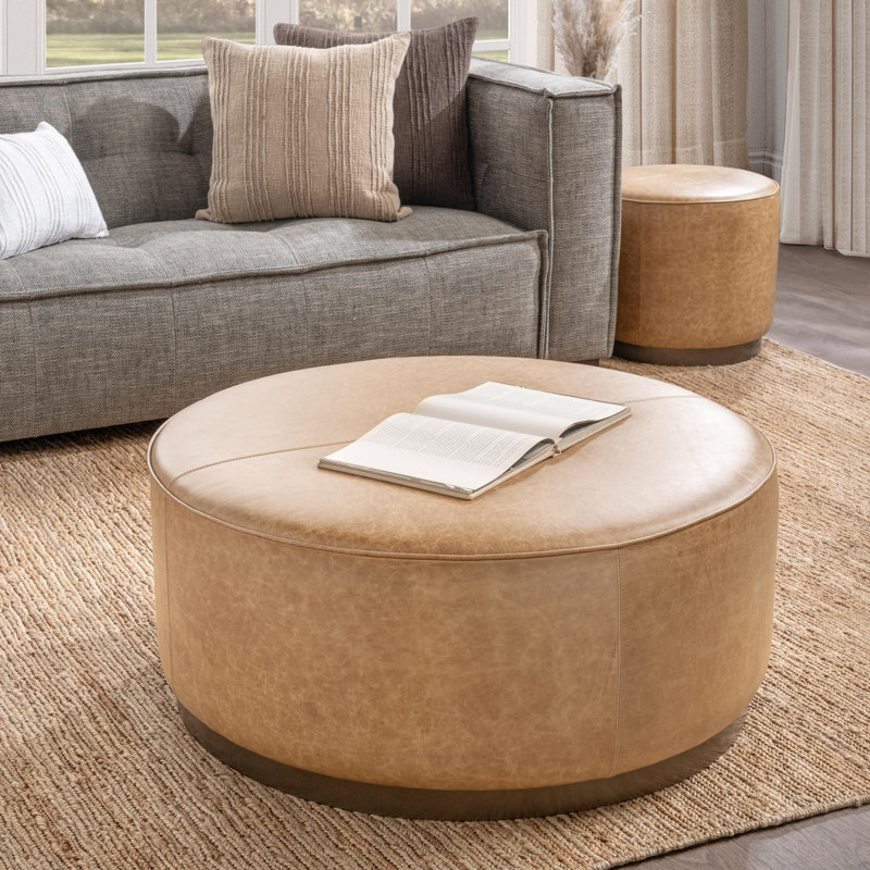 Clair Leather Cocktail Coffee Table, Sedona Brown