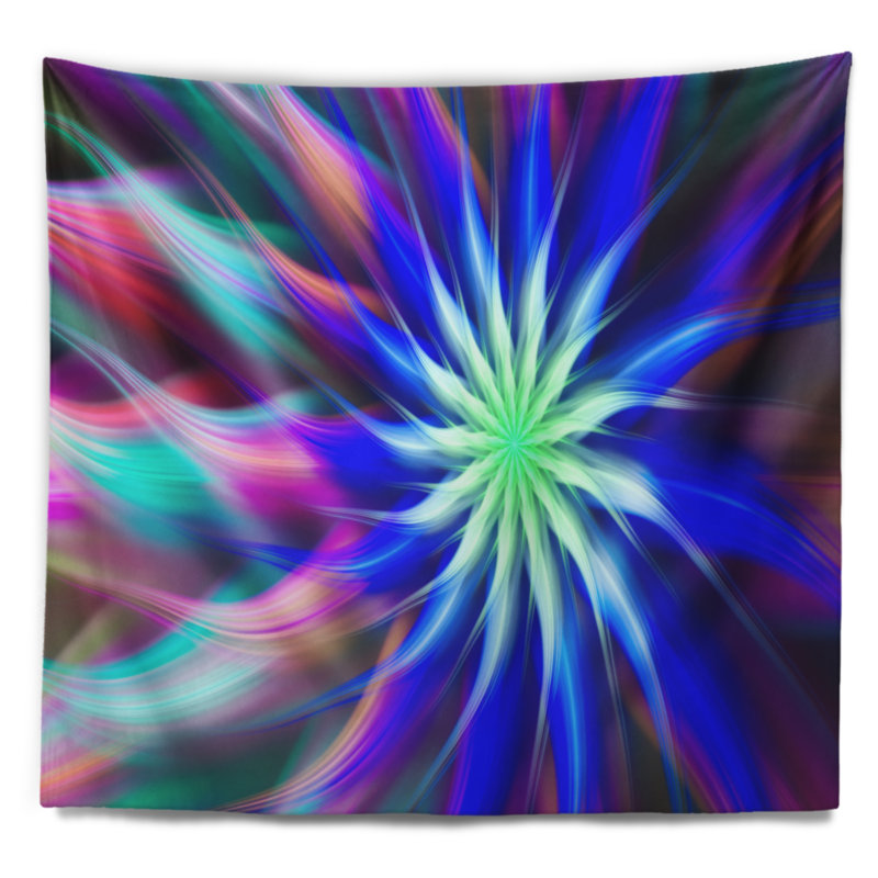 Tapisserie florale de fleurs bleues, H 50 po x l 60 po