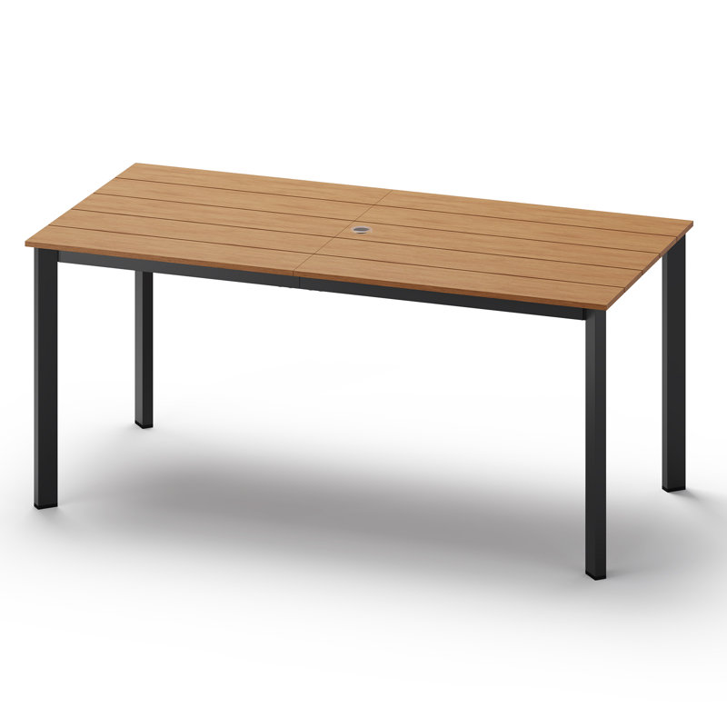 Table de salle à manger de patio, Gris clair / bois de teck