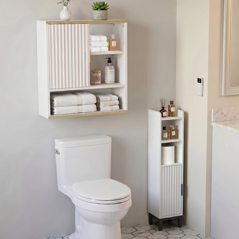 Armoire de salle de bain murale cannelée, Blanc