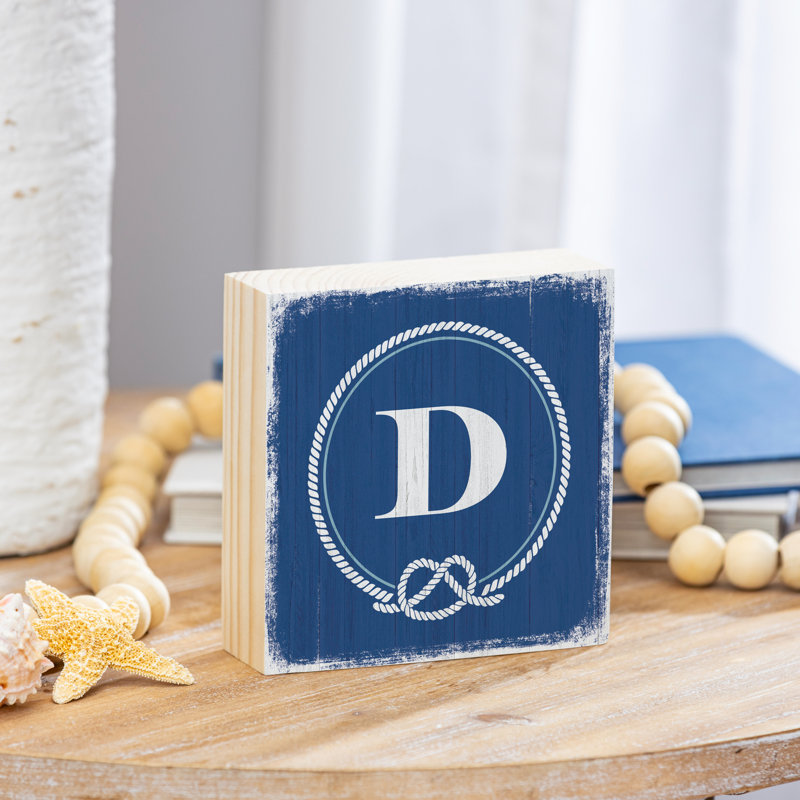 Coastal Wooden Plock Monogram Nautical 6" D