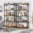 63" Tall  5-Tier Rustic Brown Industrial Metal Bookshelf Unit for Living room, Office & Kitchen