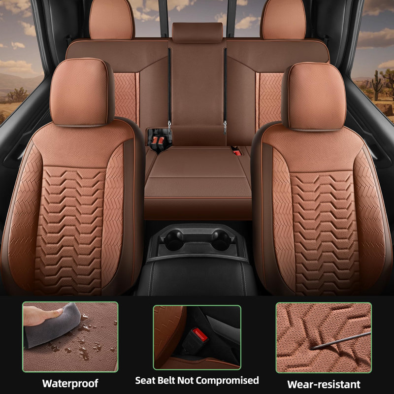 Red Rain Brown Leather Seat Cover for Chevy Silverado Seat Covers 2019-2026