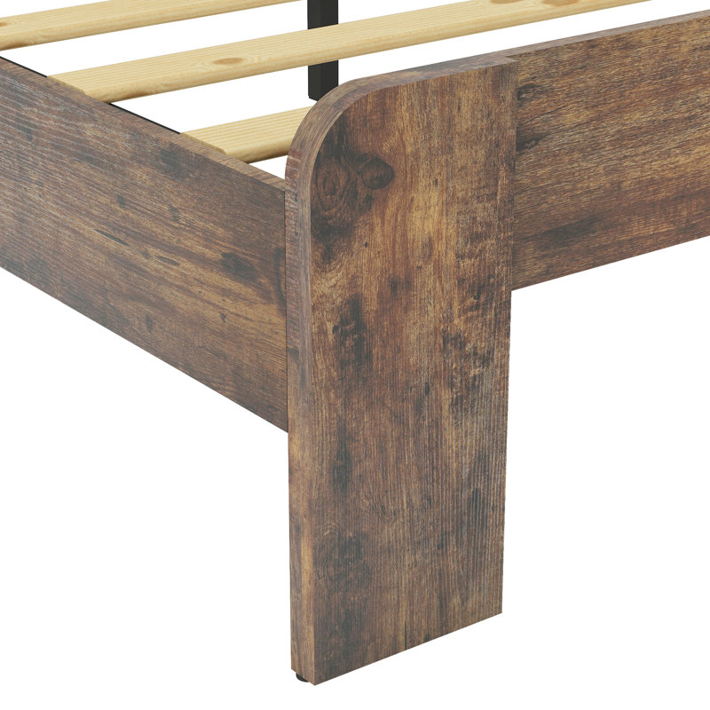 Structure de lit plateforme très grand en bois, teinte brun foncé, bruit, sommier non requis, processus d'assemblage facile, lit sous rangement, expérience de bruit, pas de ressort, options abondantes, simple