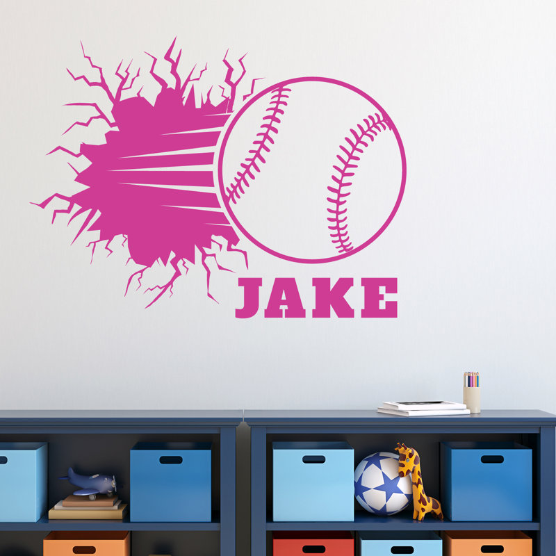 Décalcomanie murale découpée baseball Jimenez, Oui, Rose vif