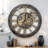Wall Clock 24" Round Oversized for Living Room decor with Real Moving Gears America Collection-73808856