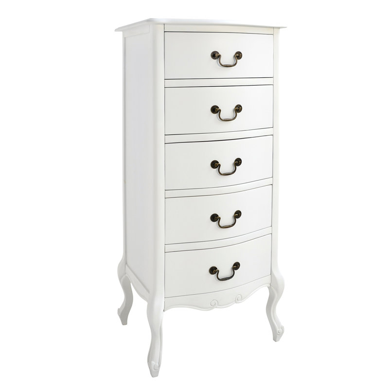Lemaire Solid Wood 53cm W 5 - Drawer Chest of Drawers, Antique White