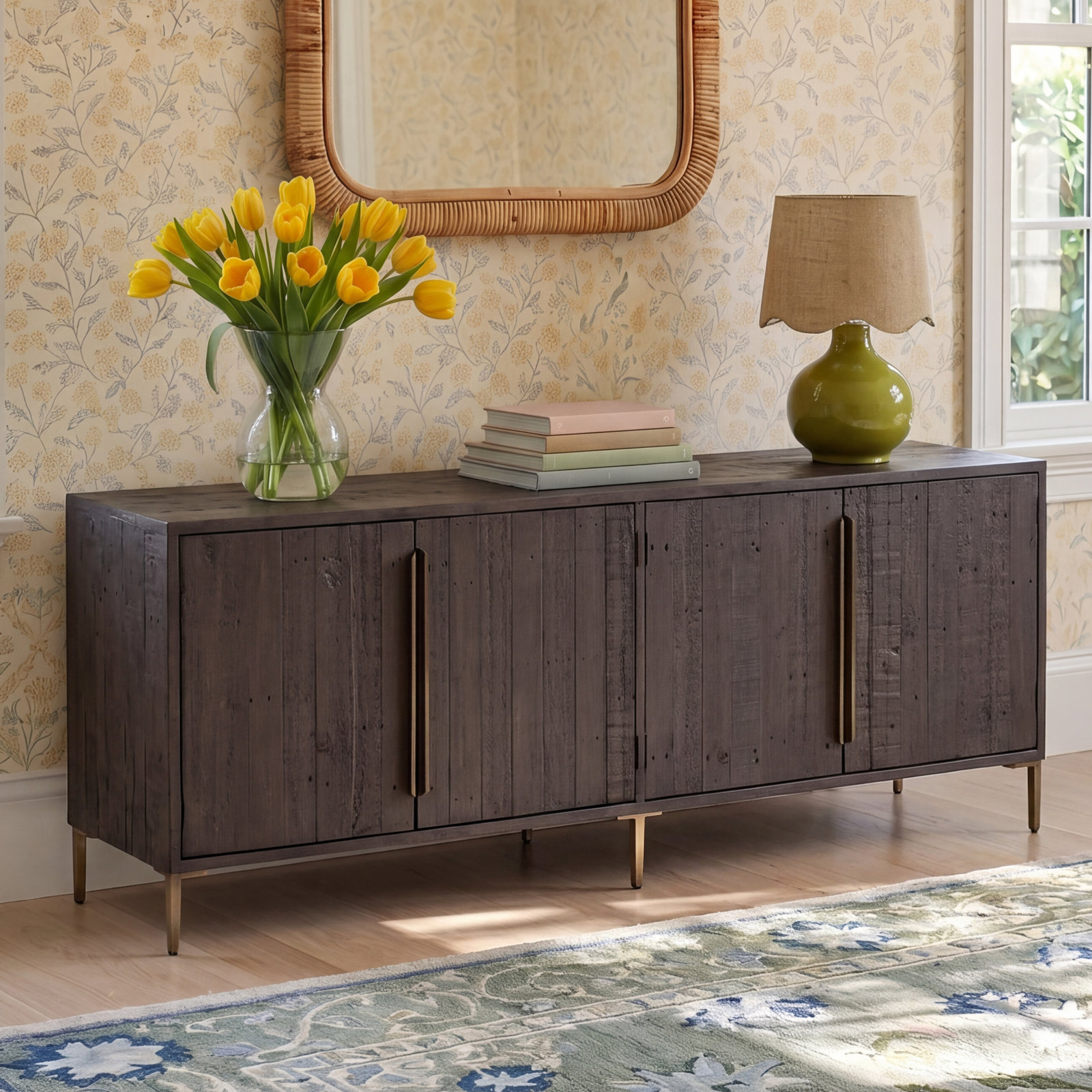 Riggs Pine Sideboard, Dark Carbon