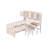 Multifunctional Wood Platform Bed with Bookshelf at the Head of the Bed, Built-in Desk and Matching Chair,