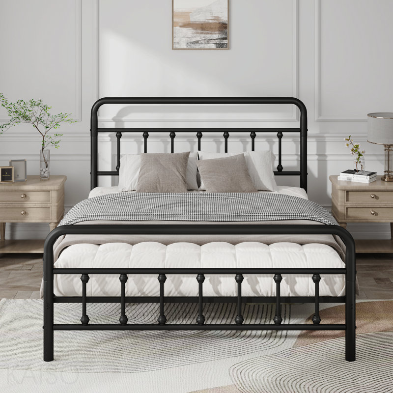 Metal Bed Frame,Full Size Bed Frame With Headboard,Structurally Stable, Under Bed Storage,No Box Spring Needed,Black, Full
