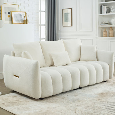 Canapé à trois places en tissu de qualité supérieure avec structure en bois massif, coussins de dossier moelleux et coussins pour un confort supérieur et un soutien durable.