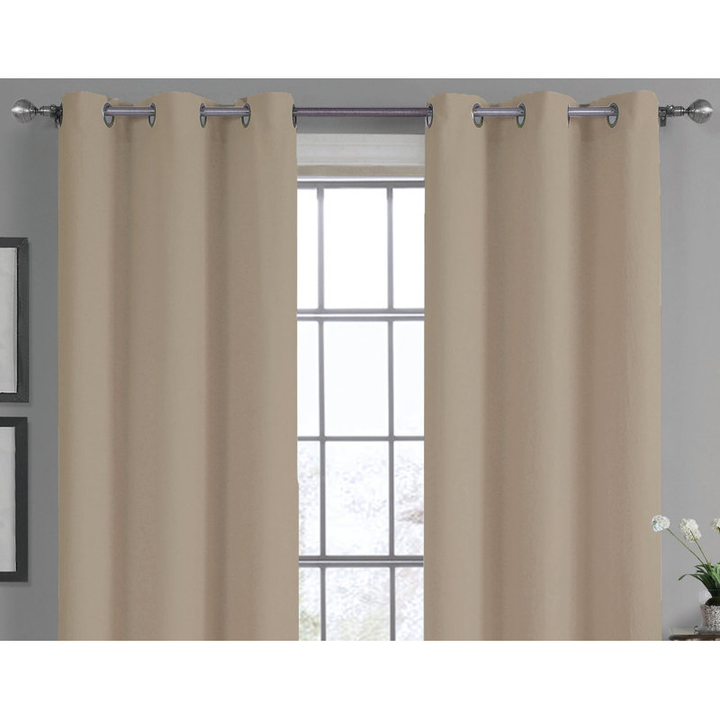 Panneau de rideau simple semi-transparent Simoes, Brun clair