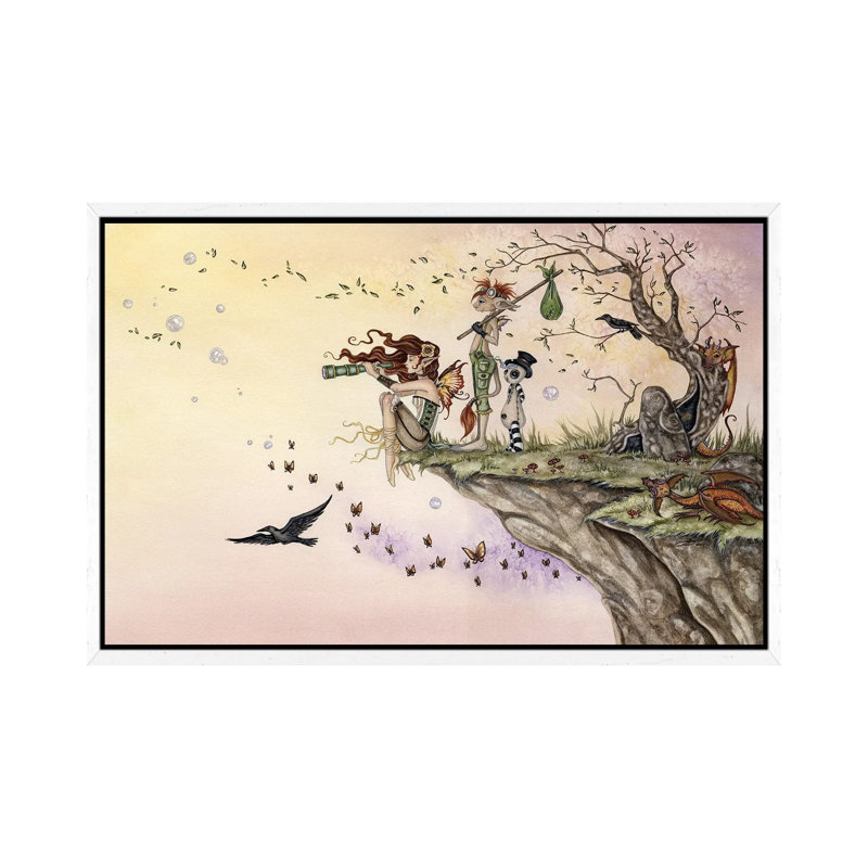 Where The Wind Takes You by Amy Brown - Print on Canvas, White Framed, 45.72cm H x 66.04cm W x 3.81cm D