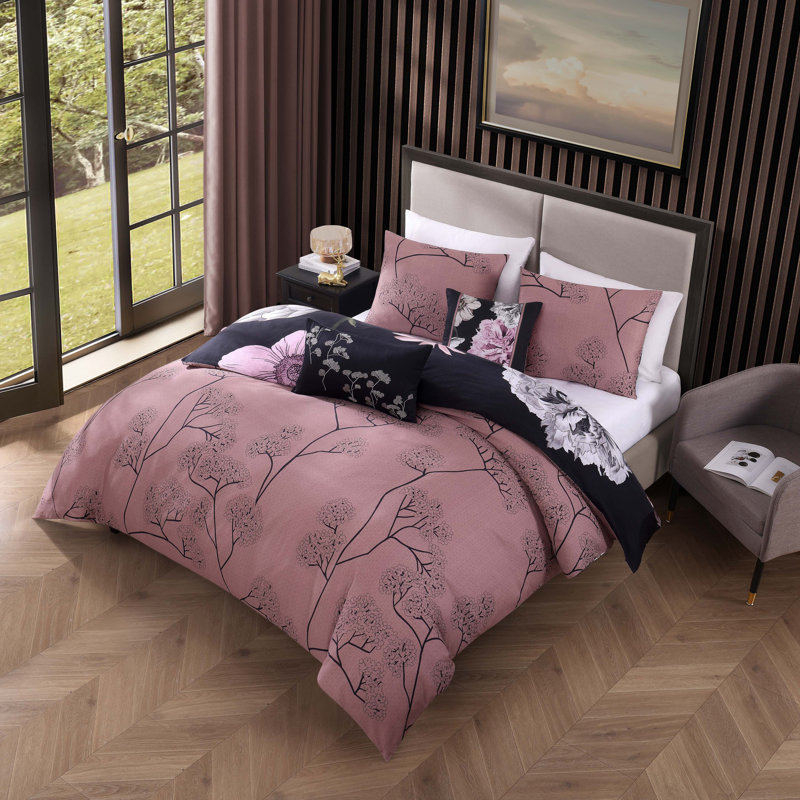 Ensemble d'édredon en satin de coton, Édredon de très grand lit + 4 pièces additionne