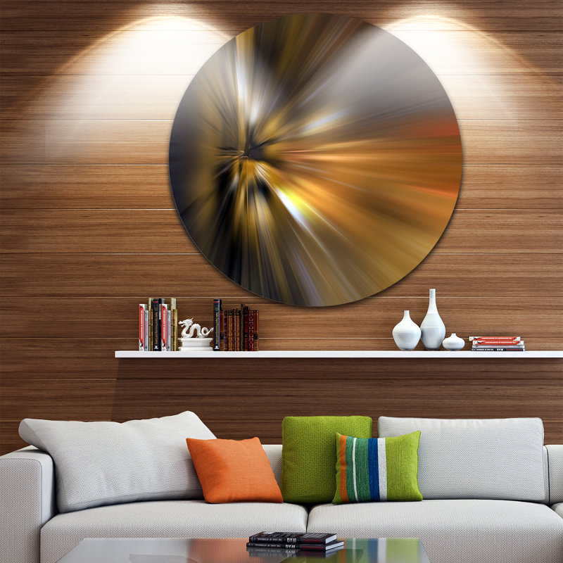 « lueuring brown focus light », impression sur métal, H 23 po x l 23 po x P 1 po